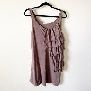 Prairie Underground Brown Ruffle Tank Dress with Pockets
